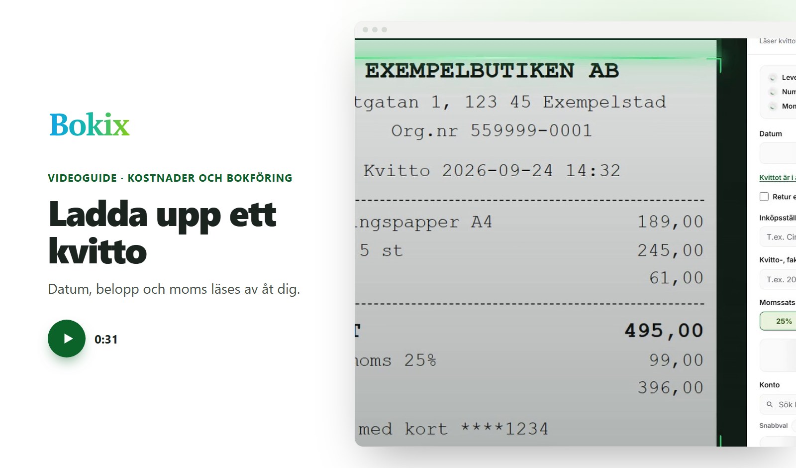 Videoguide: Ladda upp ett kvitto
