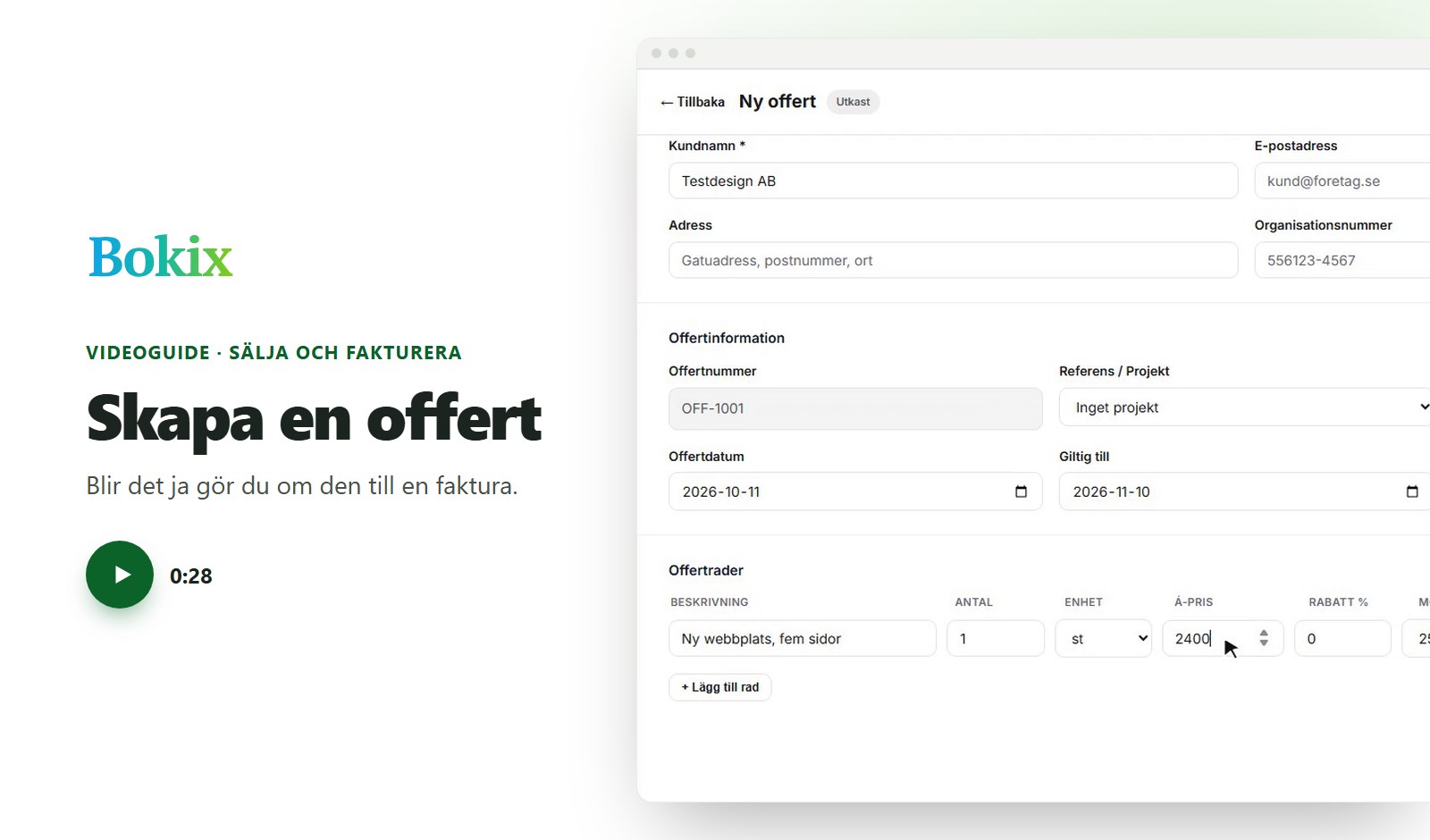 Videoguide: Skapa en offert
