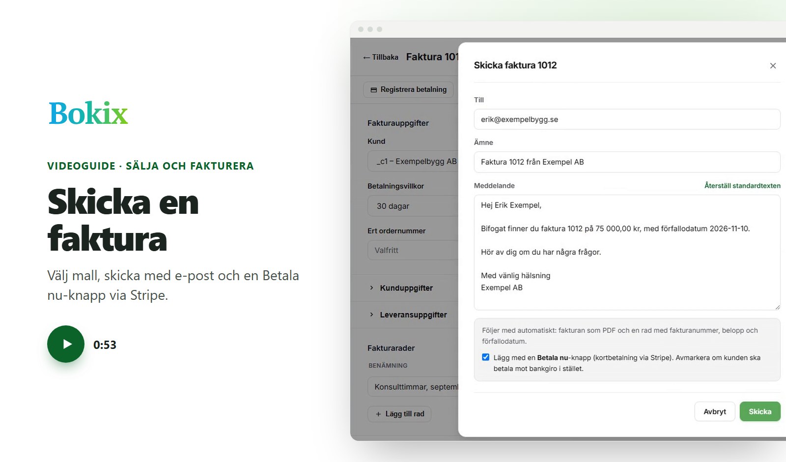 Videoguide: Skicka en faktura